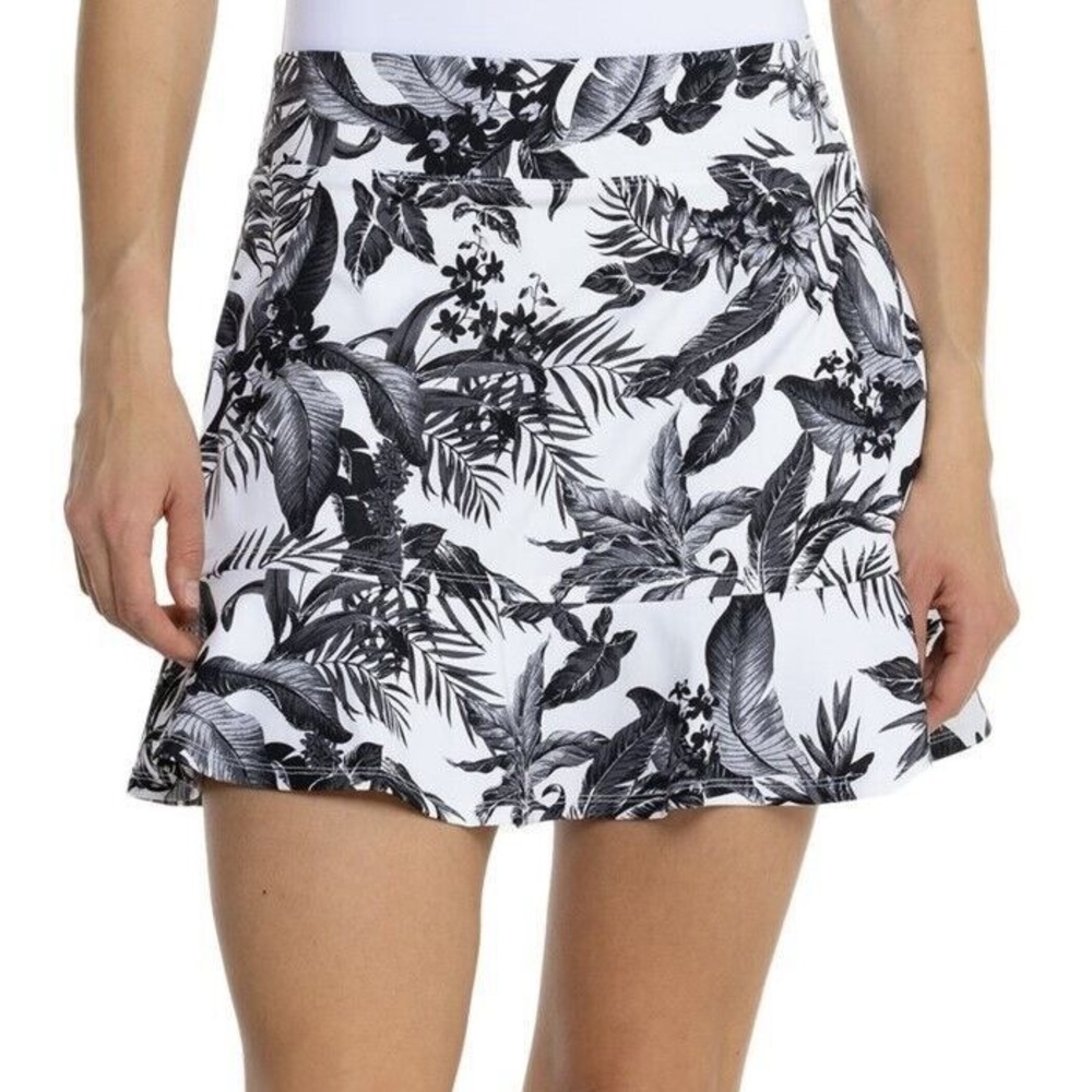 TOMMY BAHAMA TABU JUNGLE BLACK WHITE Golf Tennis Ruffle Hem Skort